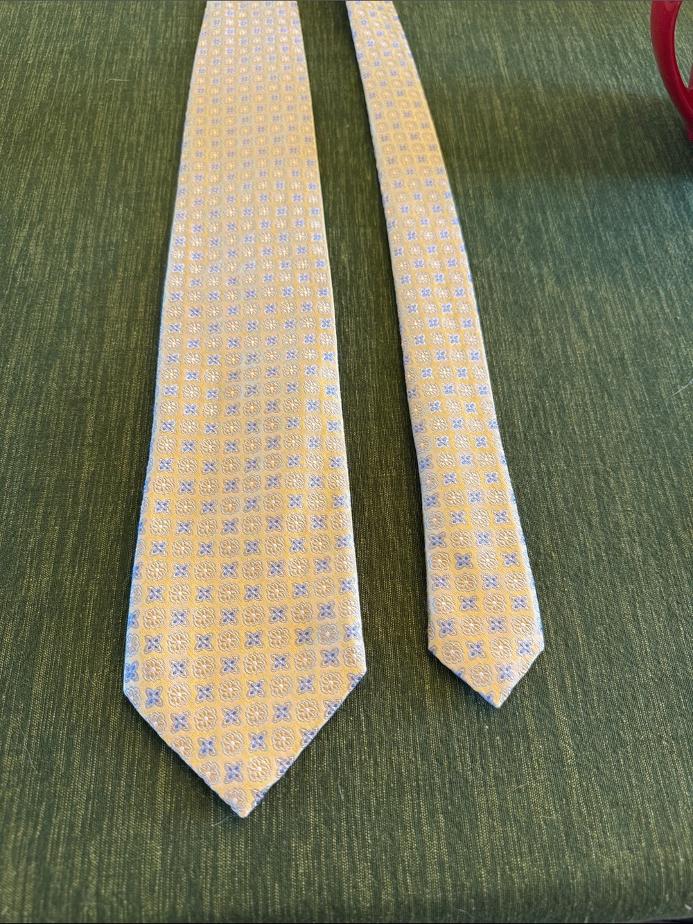Canali Yellow Floral Pattern Silk Tie